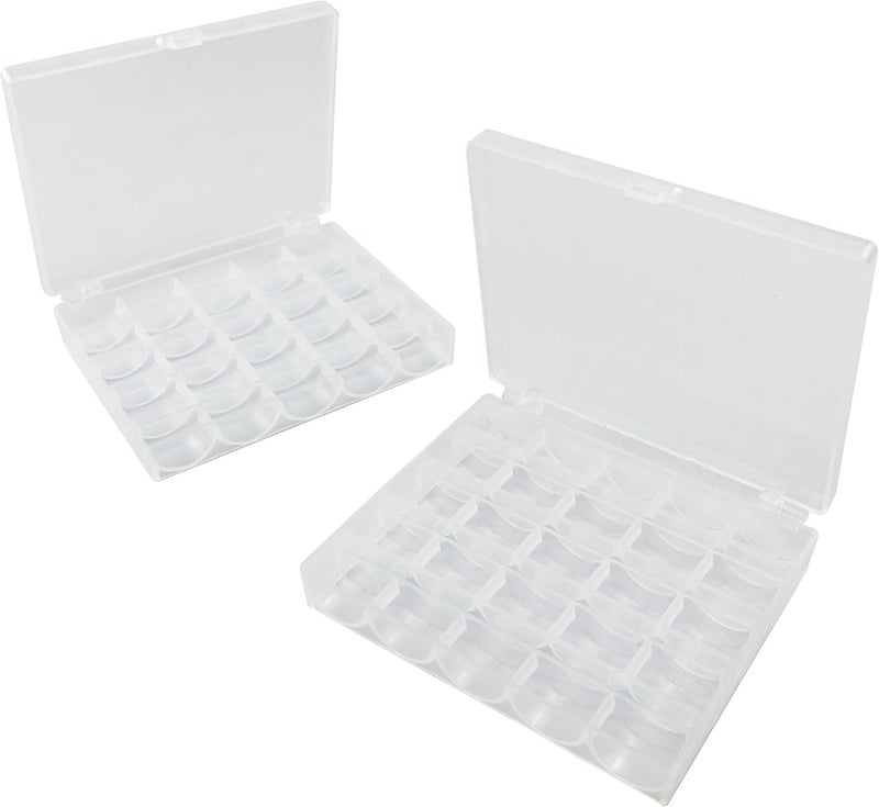 wennuo Sewing Machine Bobbins Box, 2 Pack(25Slots) Empty Bobbins Spools Box, Sewing Craft Plastic Case Storage Box for Sewing Machine. - Image 1